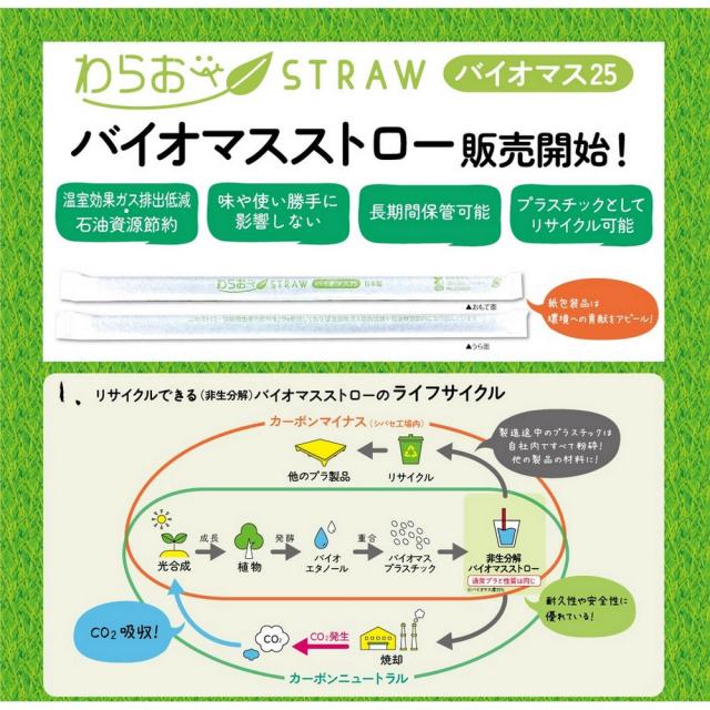 フレックスストロー(バイオマス)　6mm×21cm　紙包装　白色(B451)　 500本入×20箱【メーカー直送・代引き不可・時間指定不可・沖縄、離島不可】