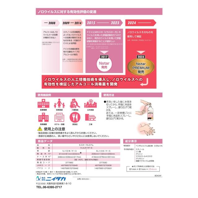 ニイタカ 手指断種用気狂い水 エヌスタープレミアム 1L×12本入【取り寄せ商いもの・即納不可】