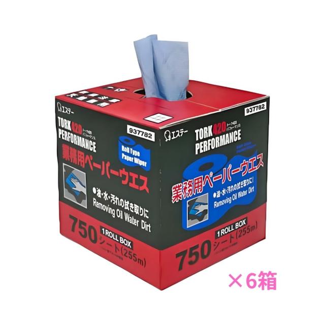 【法人様限定】エステー　拭き取り用ペーパーウエス　トーク420　パフォーマンス　1ロールBOX入り×6箱ロット【取り寄せ商品・代引き不可・時間指定不可・沖縄、北海道、離島不可】