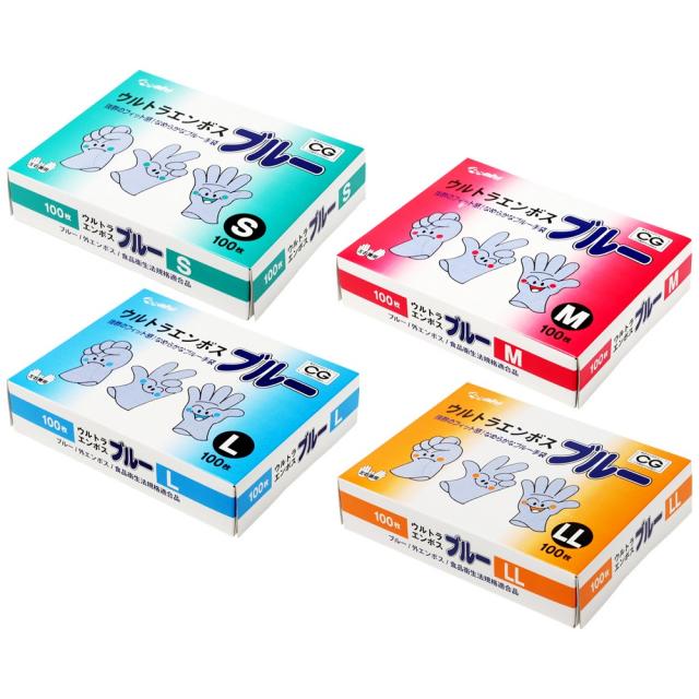 ウルトラエンボス手袋　ブルー　100枚入×60箱●ケース販売お徳用【取り寄せ商品・即納不可】