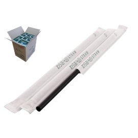 ストレートストロー　6mm×21cm　紙包装　黒色　500本入×20箱【メーカー直送・代引き不可・時間指定不可・沖縄、離島不可】