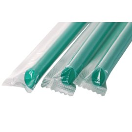 ストレートストロー　片先斜めカット品　10mm×19cm　フィルム包装　緑色　100本入×20箱【メーカー直送・代引き不可・時間指定不可・沖縄、離島不可】 13,671円