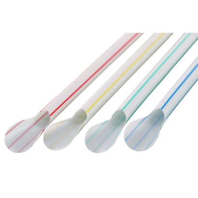 スプーンストロー　6mm×21cm　包装なし　4色ストライプ(白地)　500本入×20箱(輸入品)【メーカー直送・代引き不可・時間指定不可・沖縄、離島不可】