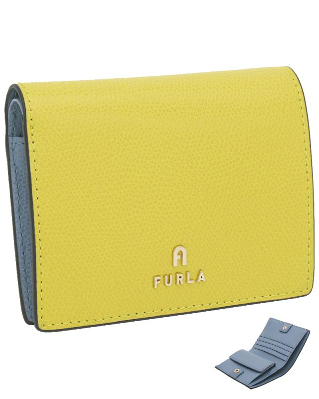 【2026年春夏 新作】 フルラ Furla Camelia コンパクト財布 S MUDEC YELLOW+CELESTIAL int. イエロー+ブルー WP00304_ARE000_1007_4502S カメリア バイフォールド コンパクトウォレット S 二つ折り財布 レディース 【新品 新作 未使用 正規品】