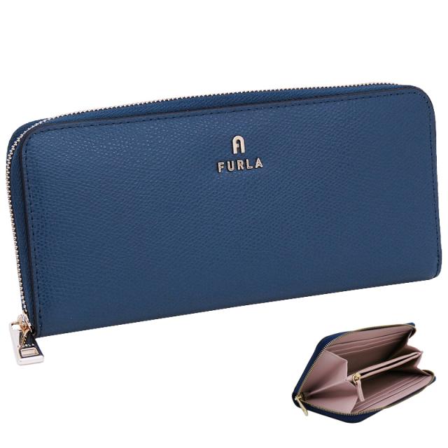 【2026年春夏 新作】 フルラ Furla Camelia ジップアラウンド L INDIGO+COROLLA int. ブルー+ピンク WP00313_ARE000_1007_4503S カメリア ラウンドファスナー 長財布 レディース 【新品 新作 未使用 正規品】