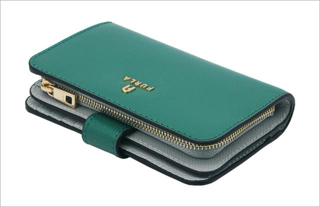 【2025年秋冬 新作】 フルラ Furla Camelia コンパクト財布 M JADE+COLOR CRISTALLO d int グリーン+ライトブルーグレー WP00314_ARE000_1007_4349S カメリア 二つ折り コンパクトウォレット レディース 【新品 新作 未使用 正規品】_1