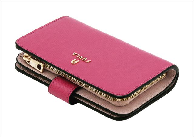 【2026年春夏 新作】 フルラ Furla Camelia コンパクト財布 M VELVET PINK+COROLLA int. ピンク WP00314_ARE000_1007_4504S カメリア 二つ折り コンパクトウォレット レディース 【新品 新作 未使用 正規品】_1