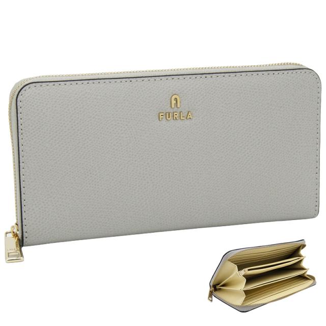 【2026年秋冬 新作】 フルラ Furla Camelia ジップアラウンド XL STONE GRAY+CREMINO int. グレー+クリームイエロー WP00322_ARE000_1007_4952S カメリア ラウンドファスナー 長財布 レディース 【新品 新作 未使用 正規品】