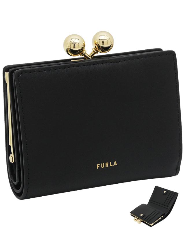 【2025年秋冬 新作】 フルラ Furla Dots コンパクト財布 S NERO ブラック WP00541_BX3104_1007_O6000 ドッツ 二つ折り がま口財布 コンパクトウォレット レディース 【新品 新作 未使用 正規品】