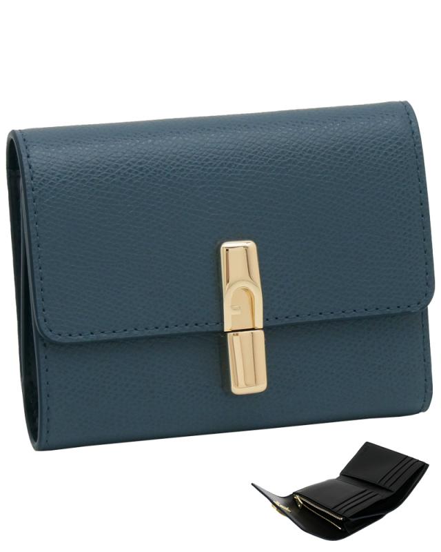 【2026年春夏 新作】 フルラ FURLA Iride コンパクト財布 S GRIGIO BLU+NERO int. ブルー+ブラック WP00564_ARE000_1007_4543S イリデ 三つ折り コンパクトウォレット レディース 【新品 新作 未使用 正規品】