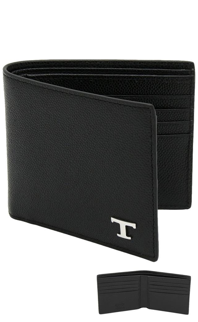 【2026年春夏新作】 トッズ TODS レザー ウォレット XAMTSYC0300UGAB999 tods 二つ折り財布 ブラック メンズ 【新品 新作 未使用 正規品】
