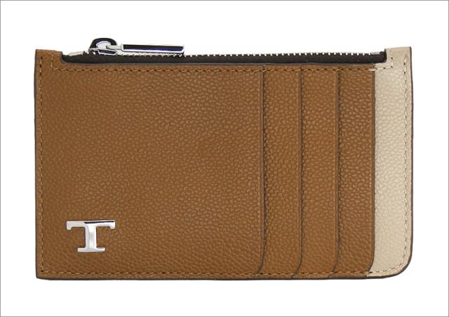【2026年春夏新作】 トッズ TODS レザー クレジット カード ケース XAMTSYF8300UZO4L95 tods コインケース カードホルダー 小銭入れ ブラウン+ベージュ メンズ 【新品 新作 未使用 正規品】_1
