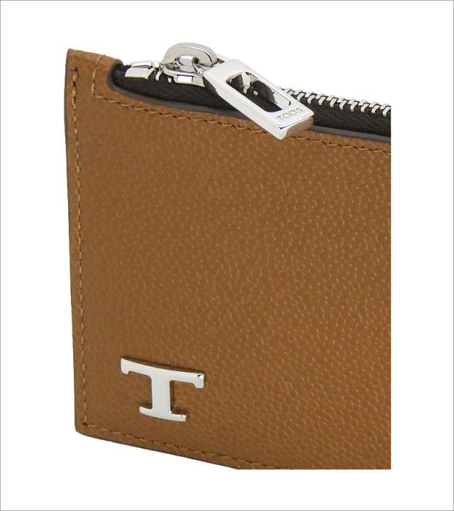 【2026年春夏新作】 トッズ TODS レザー クレジット カード ケース XAMTSYF8300UZO4L95 tods コインケース カードホルダー 小銭入れ ブラウン+ベージュ メンズ 【新品 新作 未使用 正規品】_3
