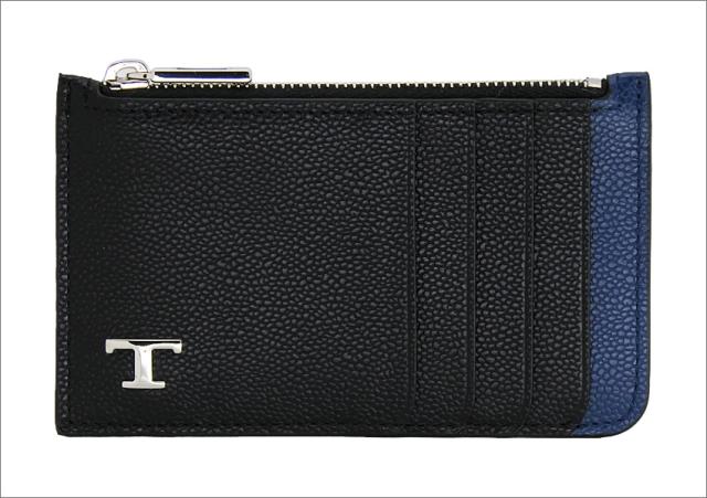 【2026年春夏新作】 トッズ TODS レザー クレジット カード ケース XAMTSYF8300UZODC34 tods コインケース カードホルダー 小銭入れ ブラック+ブルー メンズ 【新品 新作 未使用 正規品】_1