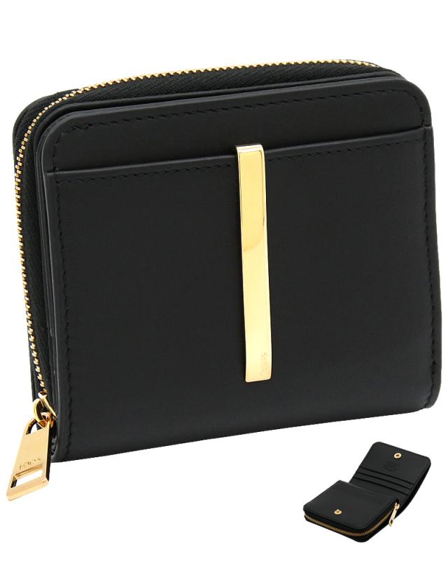 【2026年秋冬新作】 トッズ TODS レザーウォレット XAWDBMAI200RORB999 tods 二つ折り 小銭入れ付 財布 ラウンドファスナー コンパクトウォレット ブラック レディース 【新品 新作 未使用 正規品】