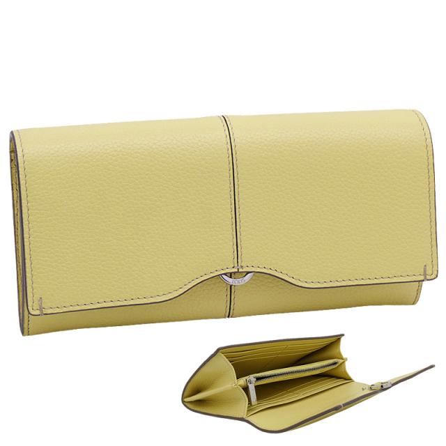 【2026年春夏新作】 トッズ TODS レザー ウォレット XAWDBNB0403XSOG017 tods 二つ折り長財布 小銭入れ付 イエロー レディース 【新品 新作 未使用 正規品】