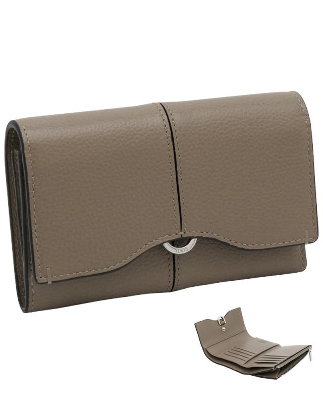 【2026年春夏新作】 トッズ TODS レザー ウォレット XAWDBNB3300XSOC413 tods 三つ折りコンパクト財布 小銭入れ付 ベージュ レディース 【新品 新作 未使用 正規品】