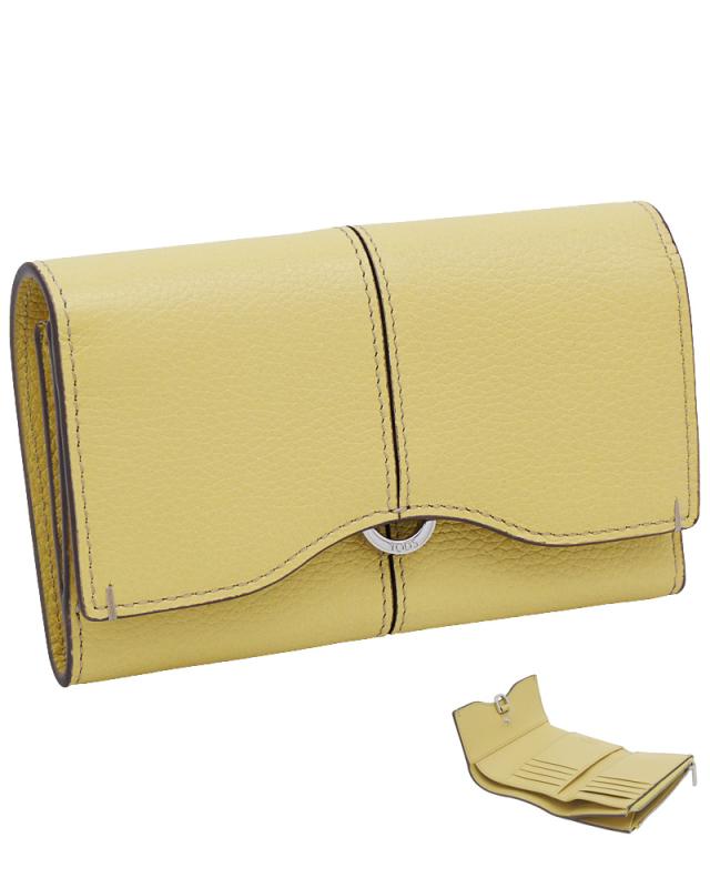【2026年春夏新作】 トッズ TODS レザー ウォレット XAWDBNB3300XSOG017 tods 三つ折りコンパクト財布 小銭入れ付 イエロー レディース 【新品 新作 未使用 正規品】