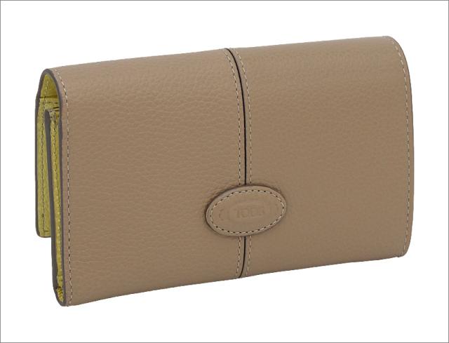 【2026年春夏新作】 トッズ TODS レザー ウォレット XAWDBNB3300XXB5L11 tods 三つ折りコンパクト財布 小銭入れ付 ブラウン+イエロー レディース 【新品 新作 未使用 正規品】_2