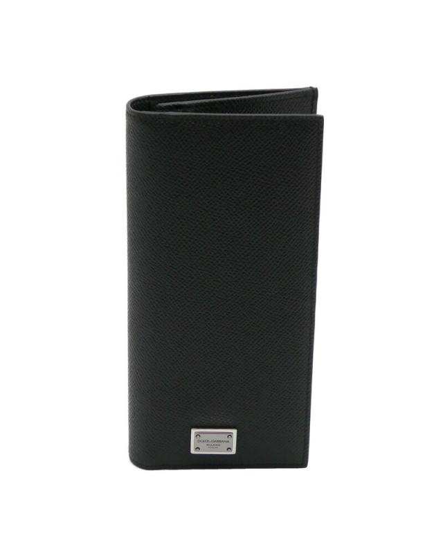 【2025年春夏新作】ドルチェ＆ガッバーナ DOLCE&GABBANA バーティカルウォレット カーフスキン ロゴプレート BP2573AG21980999 ドルガバ 二つ折り 長財布 ブラック メンズ 【新品 新作 未使用 正規品】