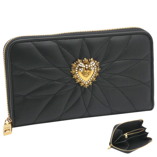 ドルチェ＆ガッバーナ DOLCE&GABBANA ディヴォーション ジップアラウンドウォレット ナッパレザー BI0473VA96780999 ドルガバ ラウンドファスナー 長財布 ブラック レディース 【新品 新作 未使用 正規品】