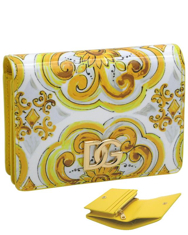 ドルチェ＆ガッバーナ DOLCE&GABBANA 3.5 コンチネンタルウォレット BI1211AQ240HG3OB ドルガバ 二つ折り コンパクトウォレット 小銭入れ付財布 マヨリカプリント イエロー 【新品 新作 未使用 正規品】