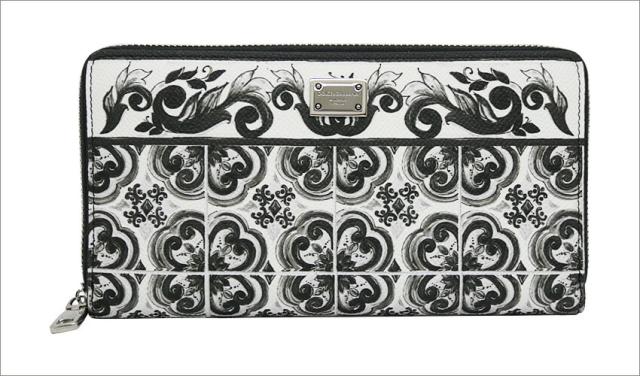【2025年秋冬新作】 ドルチェ＆ガッバーナ DOLCE&GABBANA マヨリカプリント カーフスキン ウォレット BP1672AN719IU3TN ドルガバ ラウンドファスナー 長財布 ホワイト+ブラック メンズ 【新品 新作 未使用 正規品】_1