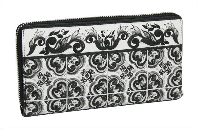 【2025年秋冬新作】 ドルチェ＆ガッバーナ DOLCE&GABBANA マヨリカプリント カーフスキン ウォレット BP1672AN719IU3TN ドルガバ ラウンドファスナー 長財布 ホワイト+ブラック メンズ 【新品 新作 未使用 正規品】_2