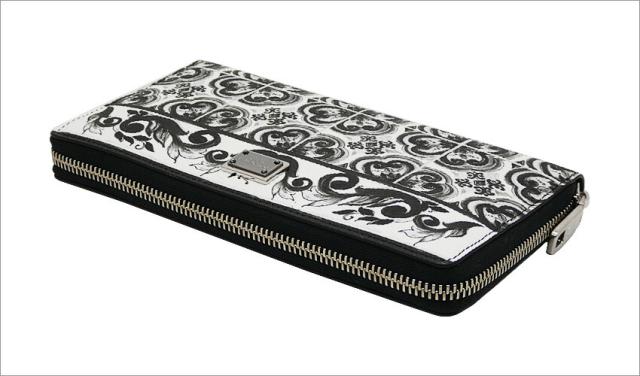 【2025年秋冬新作】 ドルチェ＆ガッバーナ DOLCE&GABBANA マヨリカプリント カーフスキン ウォレット BP1672AN719IU3TN ドルガバ ラウンドファスナー 長財布 ホワイト+ブラック メンズ 【新品 新作 未使用 正規品】_3