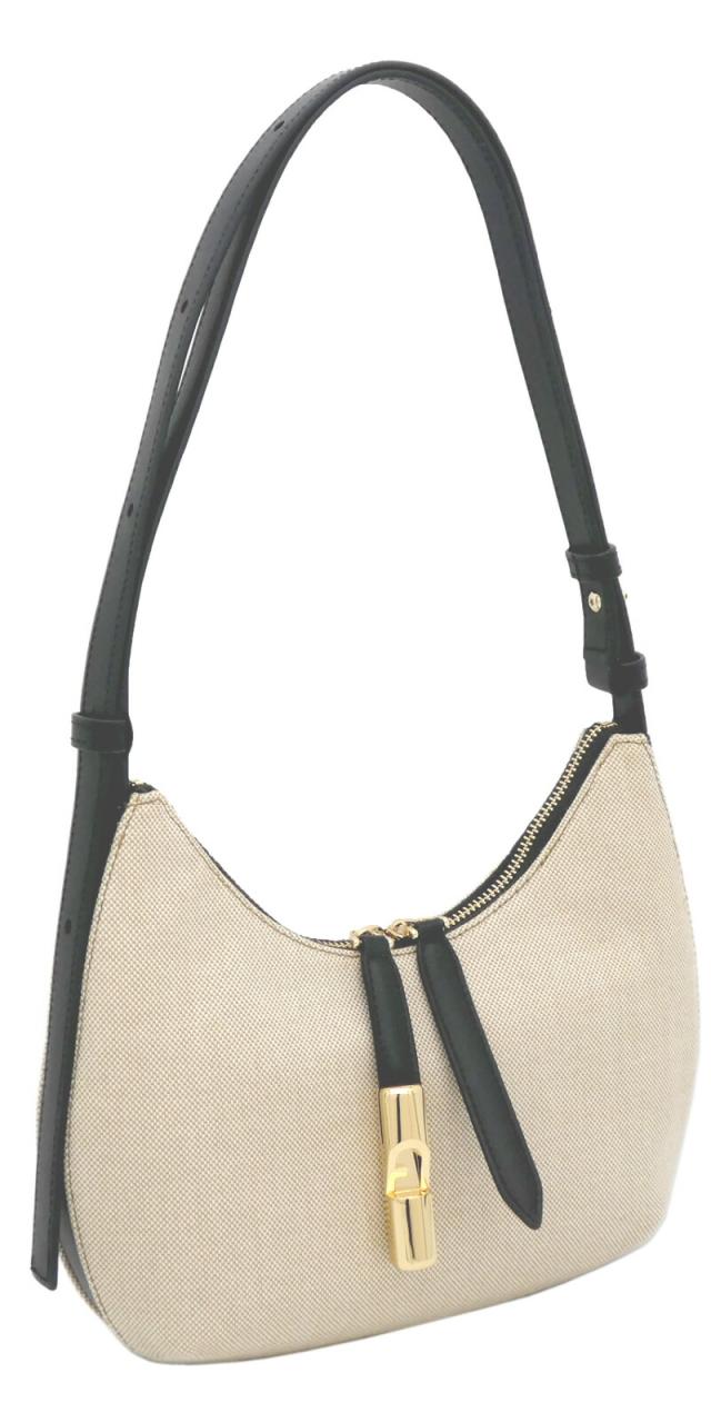 【2025年春夏 新作】 フルラ Furla Goccia ショルダーバッグ S NATURALE+NERO ナチュラーレ+ブラック WB01634_BX3542_1007_NN000 ゴッチャ レディース 【新品 新作 未使用 正規品】