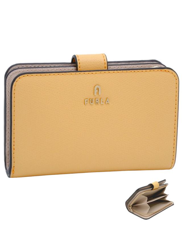 【2025年春夏 新作】 フルラ Furla Camelia コンパクト財布 M CREMA+BALLERINA i int. クリームイエロー+ピンクベージュ系 WP00314_ARE000_1007_3592S カメリア 二つ折り コンパクトウォレット レディース 【新品 新作 未使用 正規品】