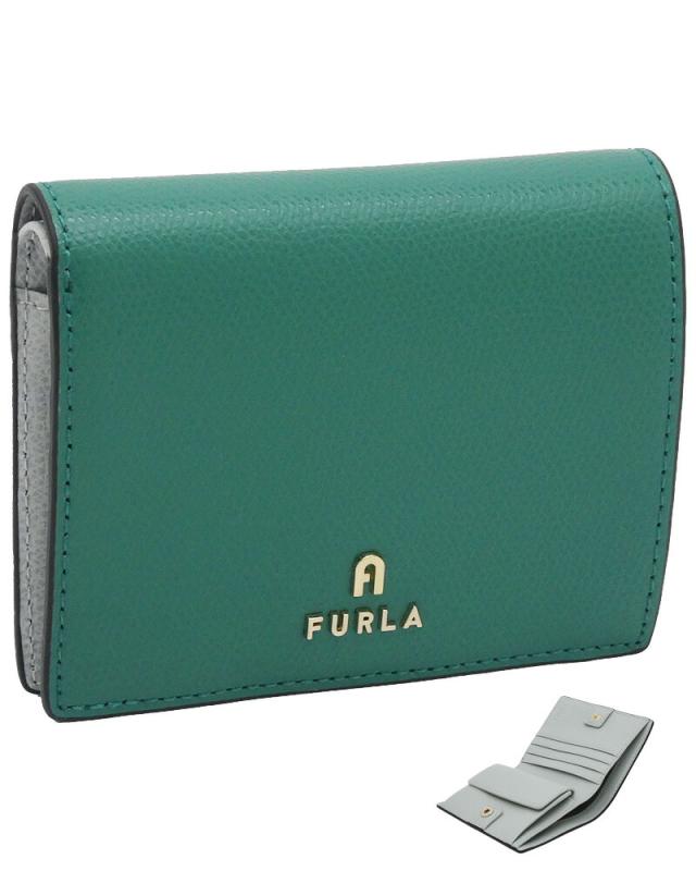 【2025年秋冬 新作】 フルラ Furla Camelia コンパクト財布 S JADE+COLOR CRISTALLO d int グリーン+グレー WP00304_ARE000_1007_4349S カメリア バイフォールド コンパクトウォレット S 二つ折り財布 レディース 【新品 新作 未使用 正規品】