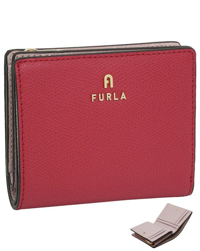 【2025年秋冬 新作】 フルラ Furla Camelia コンパクト財布 S RUBY+COROLLA int. レッド+ピンク WP00307_ARE000_1007_4305S カメリア 二つ折りスモール財布 レディース 【新品 新作 未使用 正規品】