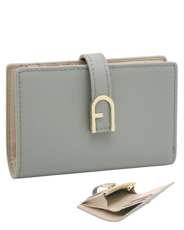 フルラ Furla Flow コンパクト財布 M CENERE グレー WP00401_BX2045_1007_3291S フロー 二つ折り コンパクトウォレット レディース 【新品 新作 未使用 正規品】
