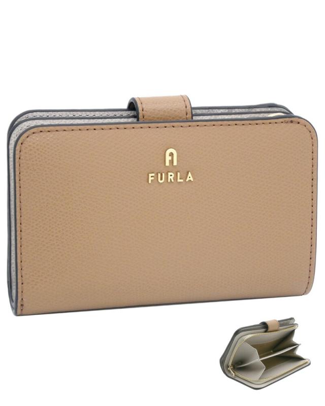 フルラ Furla Camelia コンパクト財布 M DESERTO+VANIGLIA int. ライトブラウン系 WP00314_ARE000_1007_3406S カメリア 二つ折り コンパクトウォレット レディース 【新品 新作 未使用 正規品】