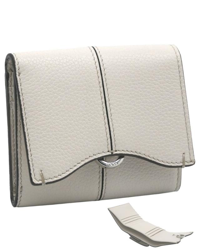 【2025年秋冬新作】 トッズ TOD'S レザー ウォレット XAWDBNB2000XSOB015 tods 三つ折りコンパクト財布 小銭入れ付 ホワイト レディース 【新品 新作 未使用 正規品】