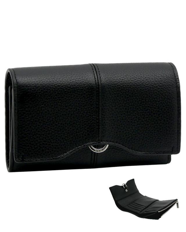 【2025年秋冬新作】 トッズ TOD'S レザー ウォレット XAWDBNB3300XSOB999 tods 三つ折りコンパクト財布 小銭入れ付 ブラック レディース 【新品 新作 未使用 正規品】