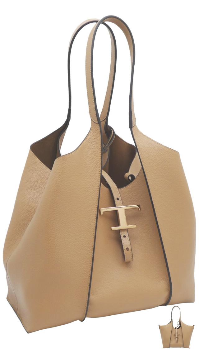 【2025年秋冬新作】 トッズ TOD'S T タイムレス レザー ショッピングバッグ スモール XBWTSBA0200XSOC811 tods ショルダーバッグ ハンドバッグ ナチュラル レディース 【新品 新作 未使用 正規品】