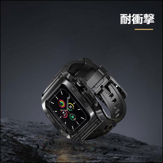 アップルウォッチ 一体型 ケース apple watch series 9 45mm バンド apple watch バンド レディース メンズ apple watch 45mm バンド apple watch 44mm ケース Apple Watch8 ベルト シリコン apple watch series 9 8 7 6 se 5 4 全面保護 贅沢 高品質 ビジネス カッコイイ_5