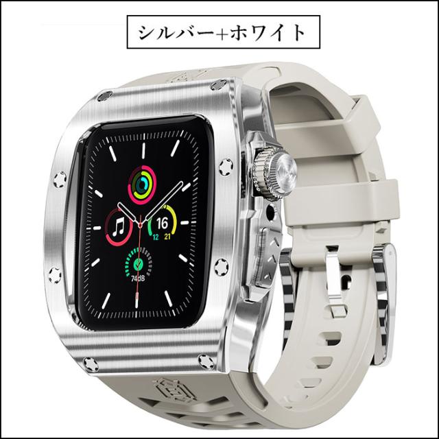アップルウォッチ 一体型 ケース apple watch series 9 45mm バンド apple watch バンド レディース メンズ apple watch 45mm バンド apple watch 44mm ケース Apple Watch8 ベルト シリコン apple watch series 9 8 7 6 se 5 4 全面保護 贅沢 高品質 ビジネス カッコイイ_7