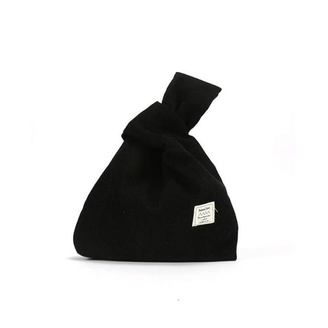 芸術的なレトロな無地コットンリネンコーデュロイリストバッグ