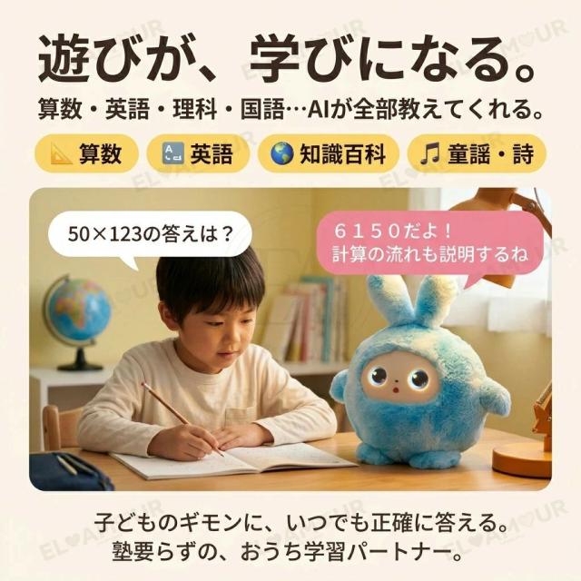 知育玩具 ペットロボット AI ふわふわ うさぎ ぬいぐるみ しゃべる 動く 感情が通じる 着せかえ AI搭載 AI学習 音声 孤独を癒せる パートナー かわいい 一人暮ら 英語 日本語 11言語 音声認識 会話 ロボット おもちゃ 子供 高齢者 誕生日 プレゼント_3