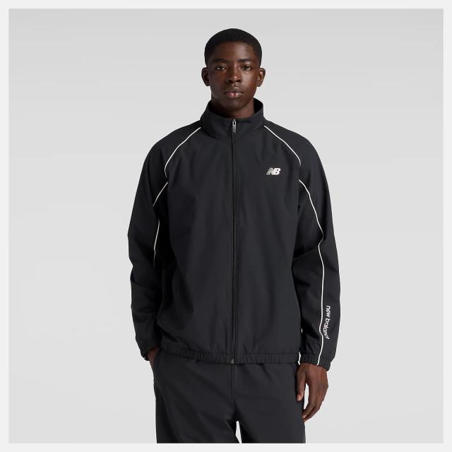 ニューバランス new balance AMJ53171 BK(ブラック) メンズ ウーブントラックジャケット 裏トリコット起毛 男性 紳士 ロゴ アパレル NB 2025秋冬