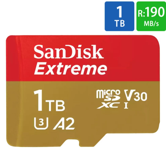 サンディスク ( SANDISK ) 1TB micromicroSDXC SanDisk サンディスク R:190MB/s W:130MB/s SDアダプタ付き ［海外パッケージ］ SDSQXAV-1T00-GN6MN