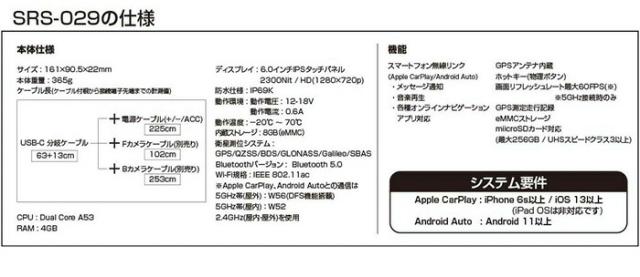 TANAX/タナックス SRS-029C スマートライドモニター AIO-6 MAXカメラセット クイックリリース対応 防水 microSDカード 6インチ高輝度液晶 カスタムパーツ ハイエンド EC販売認定店_7
