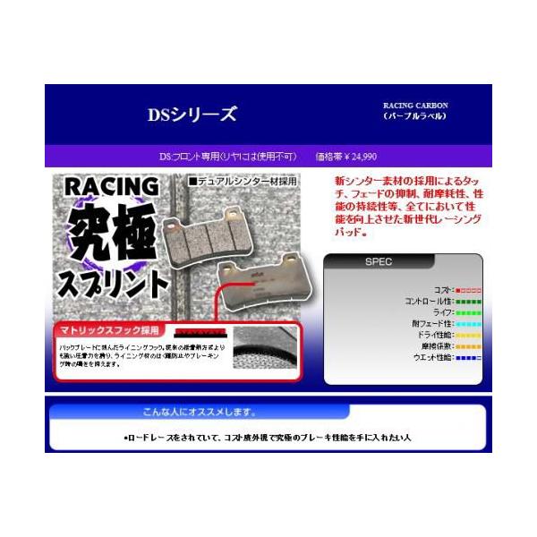 CBR1000RR/04-05 WF ダブルディスク フロント 用 SBS ブレーキパッド タイプDS ロードレース専用 777-0809021