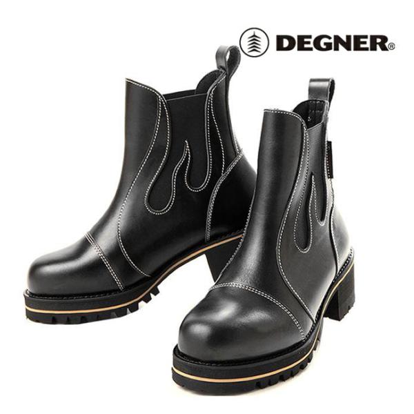 送料無料 DEGNER デグナー レディース ファイアサイドゴアブーツ BOW-1A 23.5cm ブラック ビブラム製ソール 備長炭繊維 レザーブーツ 国内製造