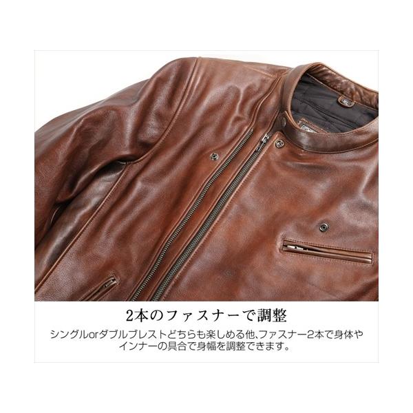 DEGNER デグナー19WJ-14 カウレザーダブルジャケット ブラウン サイズS_3