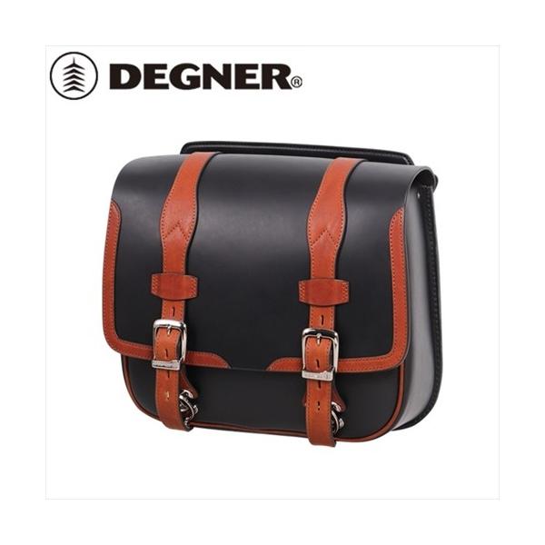 DEGNER デグナー SB-80 レザーサドルバッグ ブラックキャメル 12L