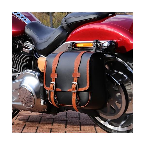 DEGNER デグナー SB-80 レザーサドルバッグ ブラックキャメル 12L_1